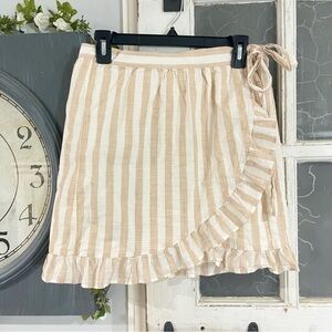 J.Crew Striped Ruffle Wrap Skirt 100% Cotton